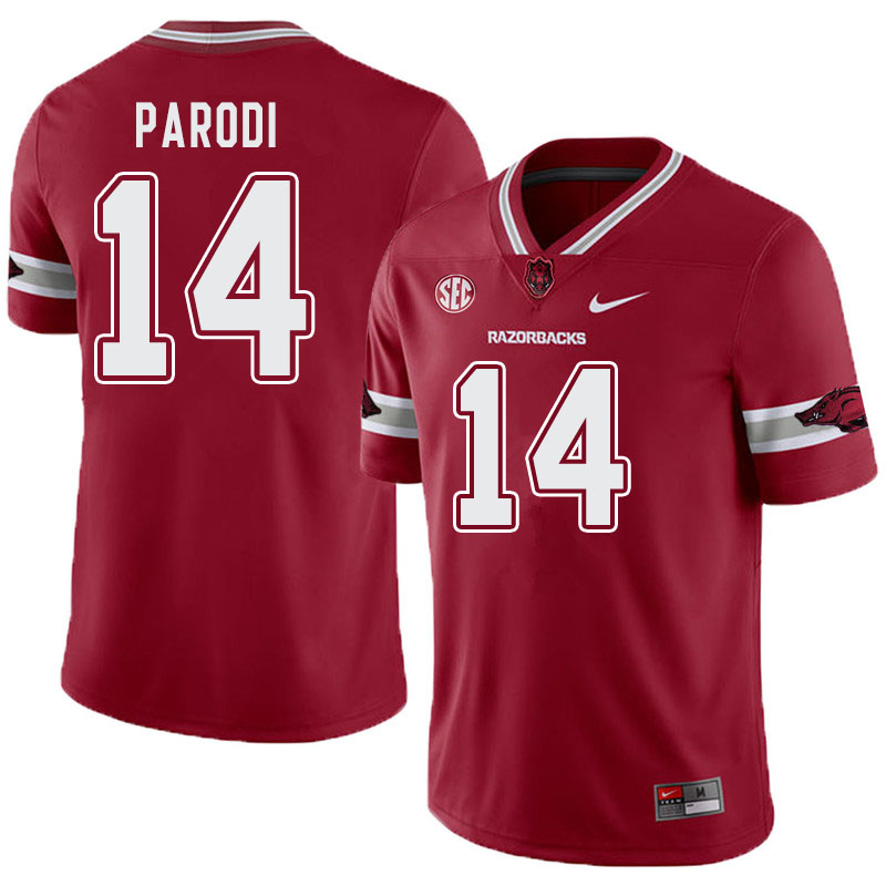 Men #14 Nathan Parodi Arkansas Razorbacks College Football Alternate Jerseys-Cardinal